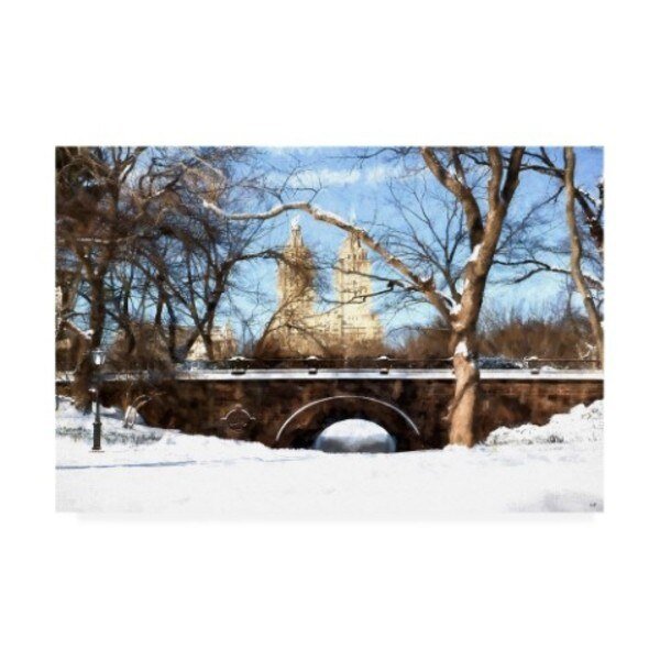 Philippe Hugonnard 'Winter Crossing Bridge' Canvas Art, 22x32, Trademark Fine Art, Mfr#: PH01471-C2232GG
